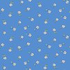 Látka bavlna v metráži 1036B s jarním motivem vzor bílé sedmikrásky na modrém podkladu