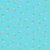Látka bavlna v metráži 1036T s jarním motivem vzor bílé sedmikrásky na tyrkysovém podkladu
