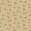 Látka bavlna v metráži 098Q s podzimním motivem vzor lišky na béžovém podkladu