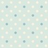 Látka bavlna v metráži 1615B s geometrickým motivem, vzor smetanový a modrý puntík na světle modrém podkladu