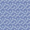 Látka bavlna v metráži 1567B s květinovým motivem, vzor květiny na modrém podkladu