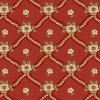 Látka bavlna v metráži 1662R s geometrickým motivem, vzor mřížka s květinovým ornamentem na červeném podkladu