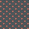 Látka bavlna v metráži 10089B s motivem rostlin, vzor červeně kvetoucí rostliny na tmavě modrém podkladu