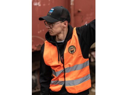 Reflexní výstražná vesta s lokomotivou 151 krysa banán pražská dvojka potkan retro