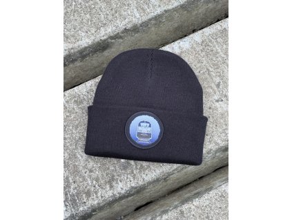 Zimní čepice kulich s potiskem a motivem lokomotivy 380 Zátopek Škoda Messerschmit Vana vlak mašina