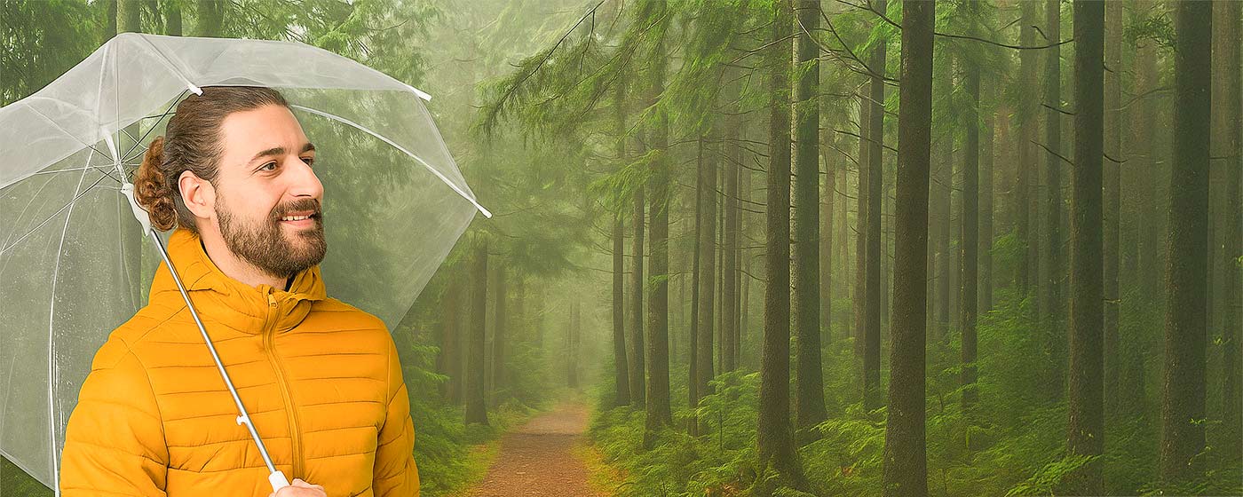 S průhledným deštníkem uvidíte svět okolo Vás