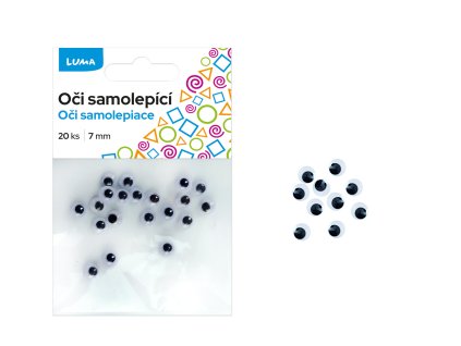 Oči kulaté 7 mm, samolepící - sada 20 ks