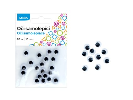 Oči kulaté 10 mm, samolepící - sada 20 ks