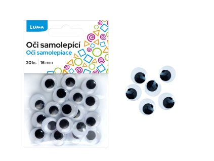 Oči kulaté 1,6 cm, samolepící - sada 20 ks