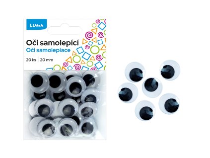 Oči kulaté 2 cm, samolepící - sada 20 ks