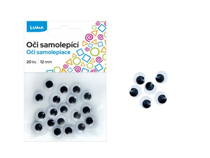 Oči kulaté 1,2 cm, samolepící - sada 20 ks