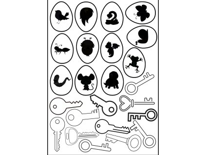 Vejce s klíče + výřezy vejce - tisk Petbe