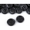 Knoflík černý čtyřdírkový 24" (plast)