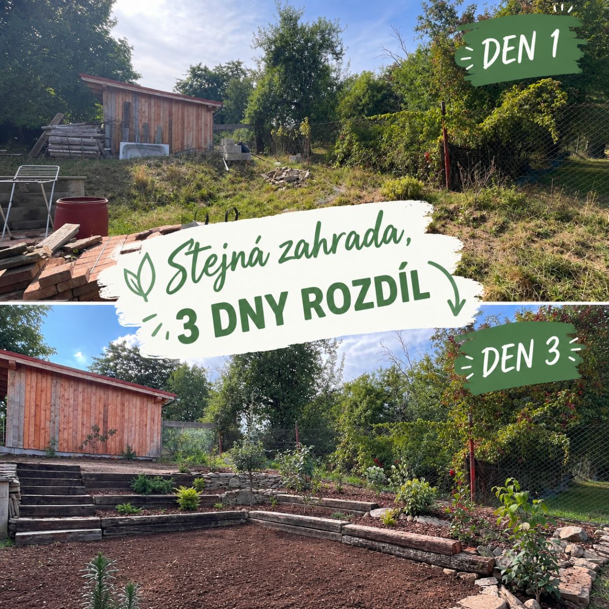 Stejná zahrada, 3 dny rozdíl