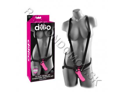 Dillio 6 Inch Strap-on Suspender Harness set dildo a postroj Pink 603912744576 2082  24 1927
