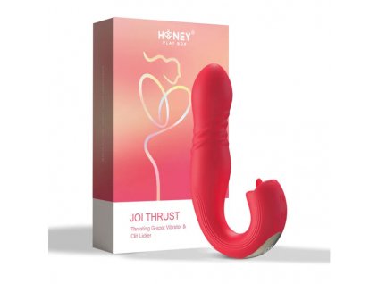 honey play box joi thrust thrusting g spot vibrator with tongue clit licker red 6