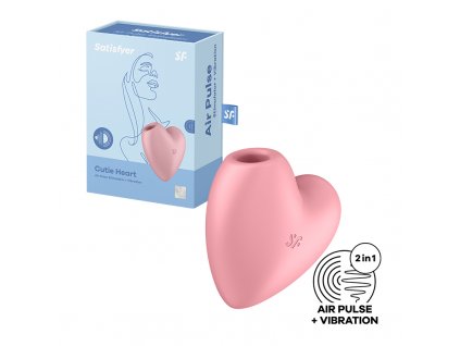 satisfyer cutie heart air pulse stimulator + vibration light red ruzovy 7