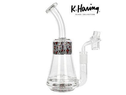 Skleněný bong s perkolací Keith Haring Black&Red, 23cm