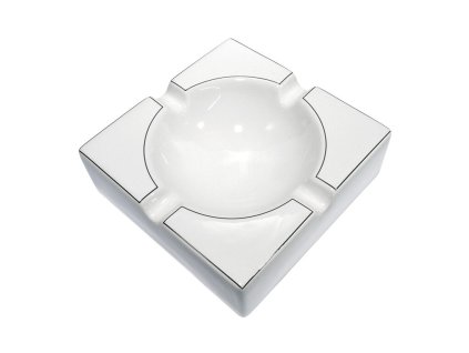 Doutníkový popelník keramický, bílostříbrný