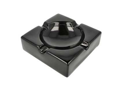 Doutníkový popelník keramický Angelo, černý 4D