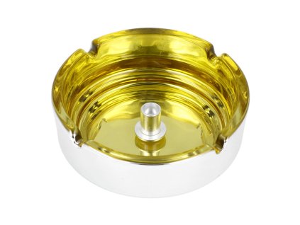 Cigaretový popelník skleněný 10cm žlutý