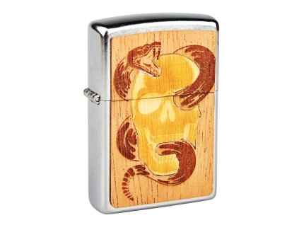 Zapalovač Zippo Woodchuck Skull & Snake, patinovaný