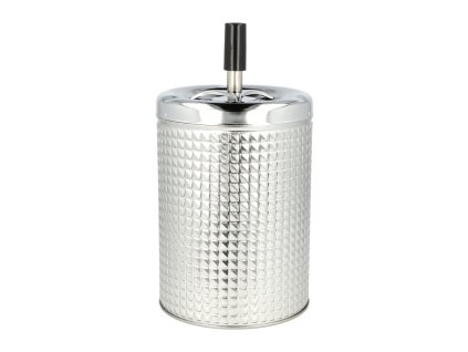 Cigaretový popelník kovový otočný Biggy stříbrný, 11cm