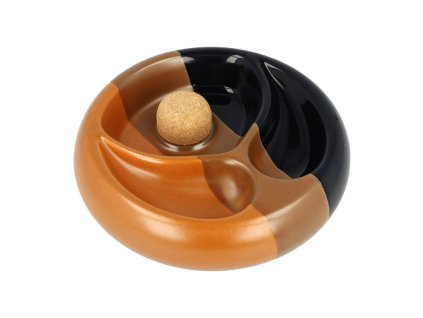 Dýmkový popelník keramický na 2 dýmky, černohnědý