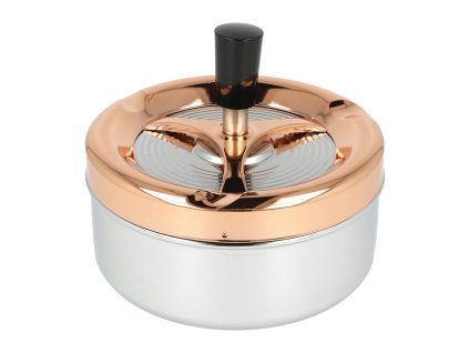Cigaretový popelník kovový otočný Chrome/Bronze, 13cm