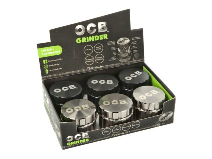Drtič tabáku kovový OCB black & anthracite, 4.díl., 50mm (- -)