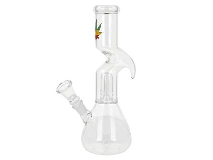 Skleněný bong s perkolací Tribal Transparent Leaf, 26cm