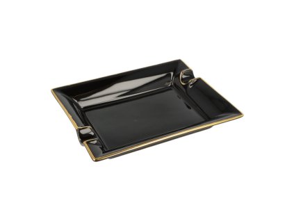 Doutníkový popelník keramický černý 2D, 21x17cm