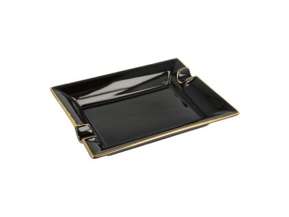 Doutníkový popelník keramický černý 2D, 21x17cm