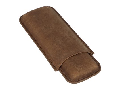 Pouzdro na 2 doutníky Angelo, buv. kůže hnědá, 17cm