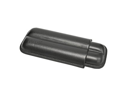 Pouzdro na 2 doutníky Etue, černé, kožené, 16cm/18mm