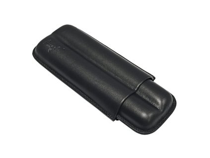 Pouzdro na 2 doutníky Etue, černé, kožené, 16cm/21mm