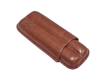 Pouzdro na 2 doutníky Etue Angelo, hnědé, koženka, 160mm