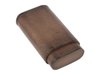 Pouzdro na 3 doutníky Angelo, tm. hnědá kůže, 11cm