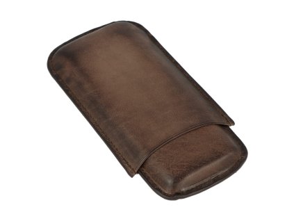 Pouzdro na 3 doutníky Angelo, tm. hnědá kůže, 14cm