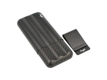 Pouzdro na 3 doutníky Angelo Carbon černé, 16cm
