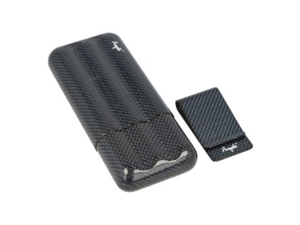 Pouzdro na 3 doutníky Angelo Carbon modré, 16cm