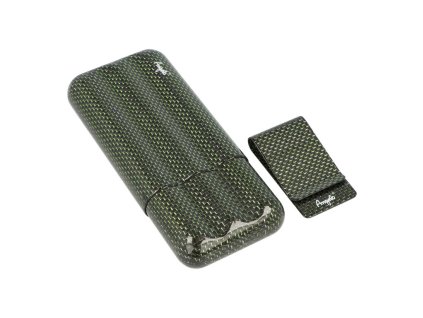 Pouzdro na 3 doutníky Angelo Carbon zelené, 16cm
