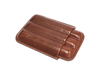 Pouzdro na 3 doutníky Etue Angelo, hnědé, kožené, 12-17cm/24mm