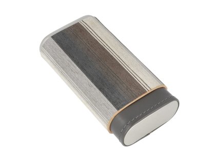 Pouzdro na 3 doutníky Angelo Veneer Wood/Leather Stripes, 14cm