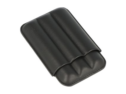 Pouzdro na 3 doutníky Angelo, černá koženka, 12,5cm/21mm