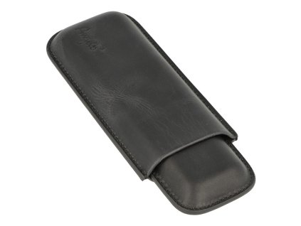 Pouzdro na 2 doutníky Angelo, kůže, 17,5cm Black