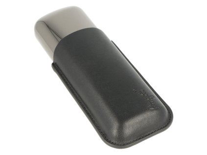 Pouzdro na 2 doutníky Angelo, kov/kůže, černé