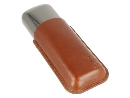 Pouzdro na 2 doutníky Angelo, kov/kůže, hnědé