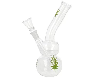 Skleněný bong Basic Green Leaf, 22cm (-- --)