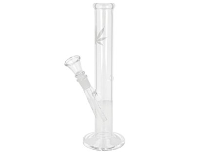 Skleněný bong Straight White Leaf, 26cm